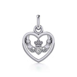 Claddagh in Heart Silver Charm with Gemstone TCM666 - Jewelry