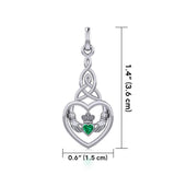 Heart Claddagh with Celtic Trinity Knot Silver Charm with Gemstone TCM667 - Jewelry