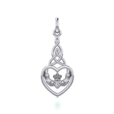 Heart Claddagh with Celtic Trinity Knot Silver Charm with Gemstone TCM667 - Jewelry