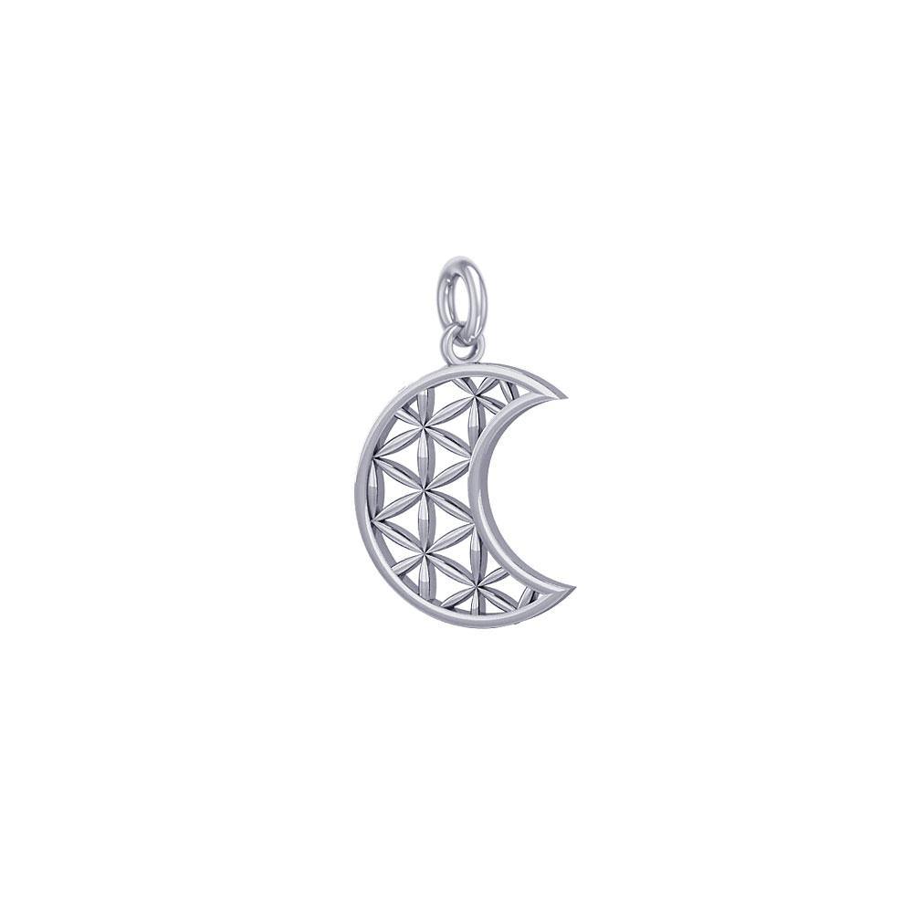 The Flower of Life in Crescent Moon Sterling Silver Charm TCM673 - Jewelry