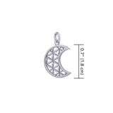 The Flower of Life in Crescent Moon Sterling Silver Charm TCM673 - Jewelry