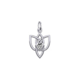 Celtic Knotwork Silver Charm with Heart Gemstone TCM698