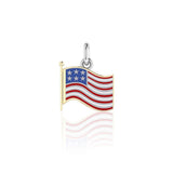 Silver and Gold American Flag with Enamel Charm TCV712 - Jewelry