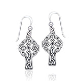 Celtic Knotwork Cross Silver Earrings TE1019