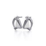 Celtic Knotwork Silver Harp Earrings TE1101 - Jewelry