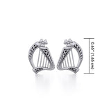 Celtic Knotwork Silver Harp Earrings TE1101 - Jewelry