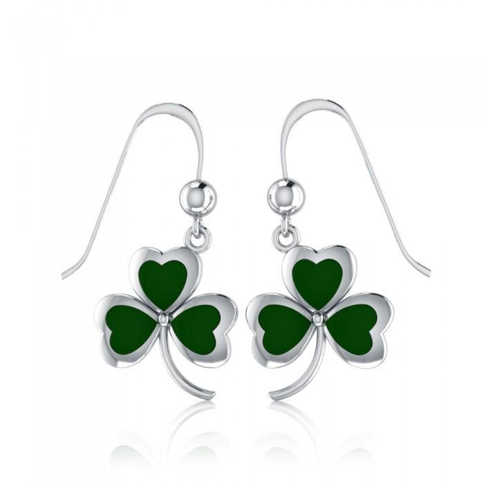 A young spring of luck and happiness ~ Sterling Silver Jewelry Celtic Shamrock Hook Earrings TE1119 - Jewelry