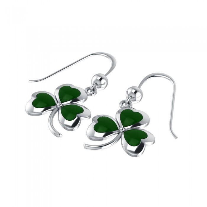 A young spring of luck and happiness ~ Sterling Silver Jewelry Celtic Shamrock Hook Earrings TE1119 - Jewelry