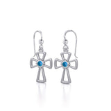 Silver Cross Earrings with Gemstone TE1150