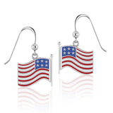Silver American Flag with Enamel Earrings TE1154 - Jewelry