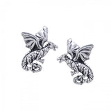 Flying Dragons Sterling Silver Post Earrings TE1156