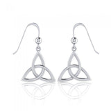 Endless Connection in Celtic Triquetra ~ Sterling Silver Dangling Earrings TE128