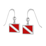 Dive Flag Silver Hook Earrings TE2028 - Jewelry