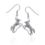 Running Wolf Silver Earrings TE226 - Jewelry
