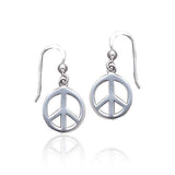 Peace Sign Silver Dangle Earrings TE2628 - Jewelry