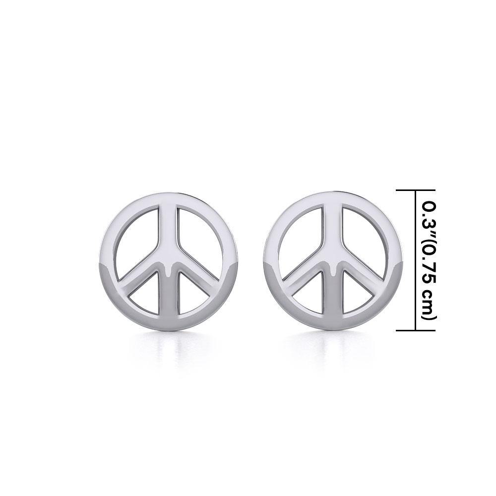 Peace Sign Silver Post Earrings TE2630 - Jewelry