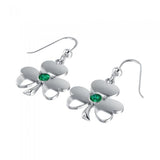 A symbolic charm in Irish culture ~ Sterling Silver Jewelry Shamrock Hook Earrings TE2811 - Jewelry