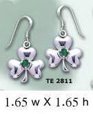 A symbolic charm in Irish culture ~ Sterling Silver Jewelry Shamrock Hook Earrings TE2811 - Jewelry