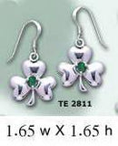 A symbolic charm in Irish culture ~ Sterling Silver Jewelry Shamrock Hook Earrings TE2811 - Jewelry