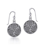 Celtic Spiral Triskele and Trinity Knot Silver Earrings TE651