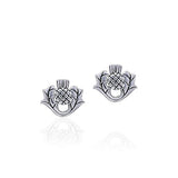 Scottish Thistle Silver Post Earrings TE870 - Jewelry