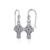 Celtic Knotwork Cross Silver Earrings TE907