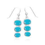 Round Tiered Cabochon Silver Earrings TER039