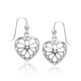 Flower Heart Silver Earrings TER1127 - Jewelry