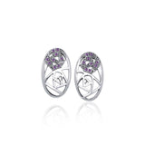 Abstract Elegance Silver Post Earrings with Gems TER1182 - Jewelry