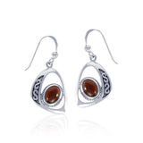 Modern Celtic Elegant Silver Earrings with Stone TER1241 - Jewelry