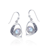 Modern Celtic Elegant Silver Earrings with Stone TER1241 - Jewelry