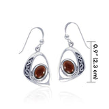 Modern Celtic Elegant Silver Earrings with Stone TER1241 - Jewelry