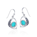 Modern Celtic Elegant Silver Earrings with Stone TER1241 - Jewelry