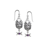 Green Man Silver Earrings TER125 - Jewelry