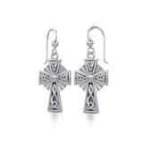 Modern Celtic Cross Silver Earrings TER1381