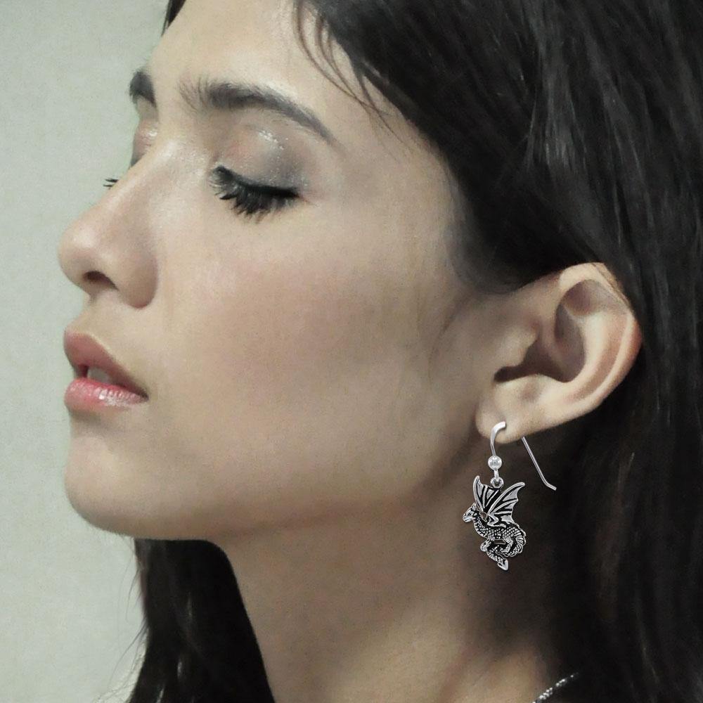 Fantasy Dragon Silver Earring TER1475 - Jewelry