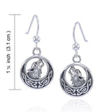 Celtic Crescent Moon Wolf Silver Earrings TER1493 - Jewelry