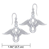 Angel Wings and Infinity Symbol with Gemstone Silver Earrings TER1665 - Jewelry