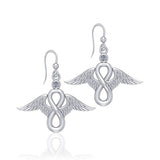 Angel Wings and Infinity Symbol with Gemstone Silver Earrings TER1665