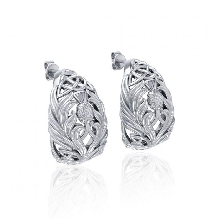 A strong emblem in full bloom ~ Sterling Silver Jewelry Celtic Thistle Post Earrings TER1672 - Jewelry