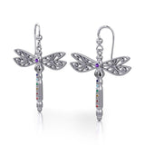 Spiritual Dragonfly Silver Earrings with Chakra Gemstone TER1693 - Jewelry