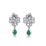 Lucky Four Leaf Clover Shamrock Silver Post Earrings TER1733