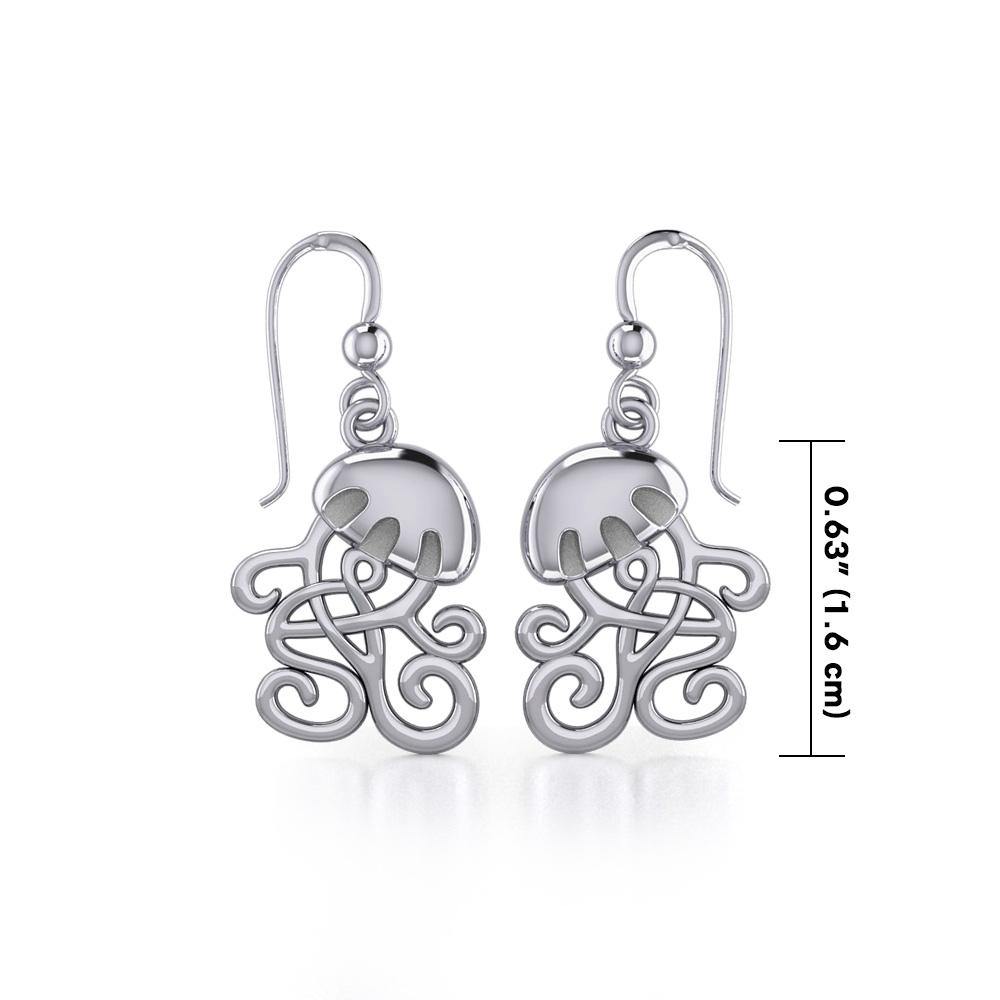 Box Jellyfish with Celtic Tail Silver Earrings TER1734 - Jewelry