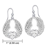 Gemstone Heart and Angel Wings Silver Earrings TER1742 - Jewelry