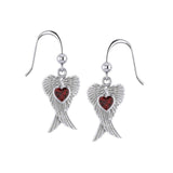 Heart Gemstone and Double Angel Wings Silver Earrings TER1744 - Jewelry