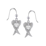 Heart Gemstone and Double Angel Wings Silver Earrings TER1744 - Jewelry