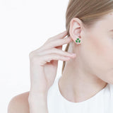 Shamrock with Green Enamel Silver Post Earrings TER1746 - Jewelry