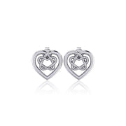 Small Celtic Heart Silver Post Earrings TER1748