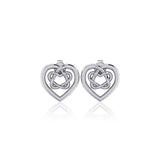 Small Celtic Heart Silver Post Earrings TER1748 - Jewelry