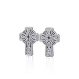 Irish Celtic Cross Sterling Silver Post Earrings TER1751 - Jewelry